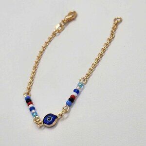 NEW  Brazilian 18k Gold Filled Blue Evil Eye  Bracelet